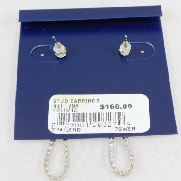 BRILLIANT STERLING SILVER PAVE TEARDROP EARRINGS - Picture 4 of 5